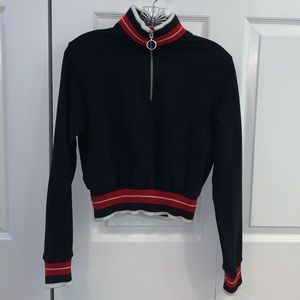 cropped quarter zip turtleneck